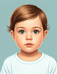 Compliant infant — neutral expression, plain background