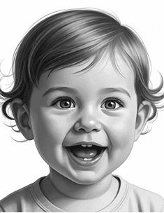 Non-compliant infant — smile and white background